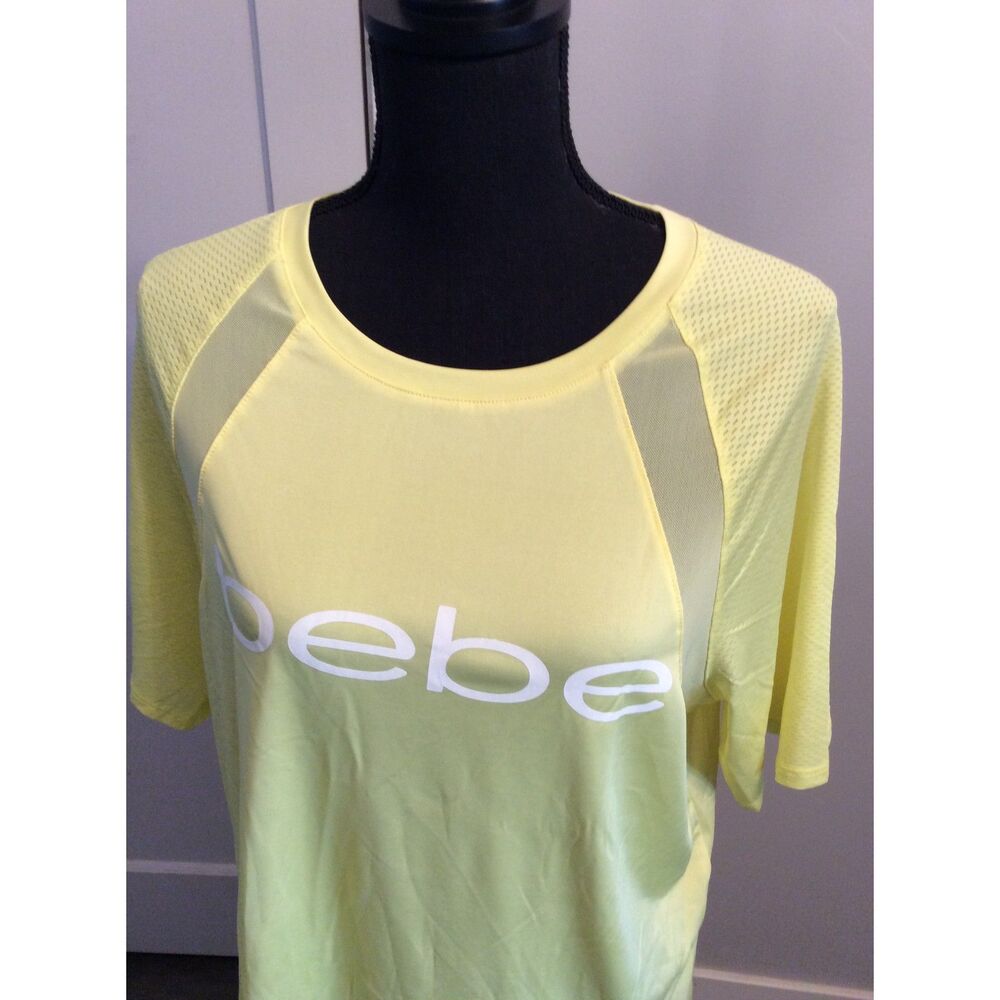 Bebe Yellow Short Sleeve Sport Jersey Large L Womens